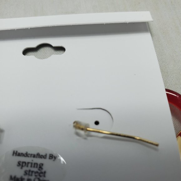 Nordstrom chain link fishhook drop earring red and gold - Picture 4 of 4